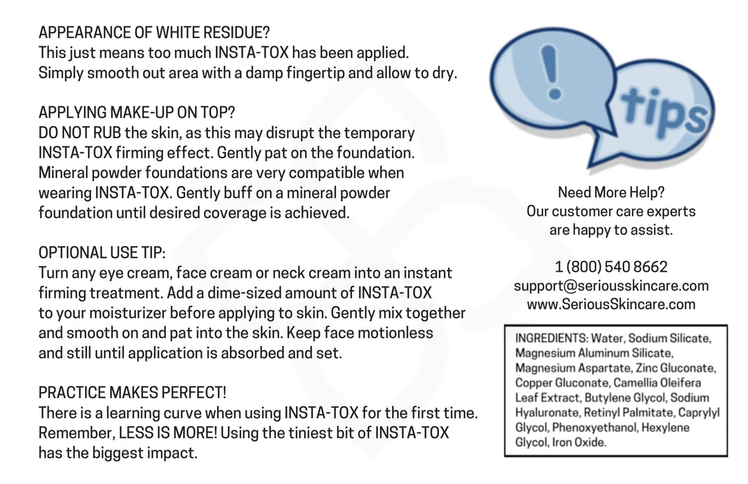 Serious Skincare INSTA-TOX Instant Wrinkle Smoothing Serum - Improves appearance of Fine Lines & Wrinkles -Temporarily Tightens Skin - Instant Line Filler - Two .75 oz. Tubes (2Pack)