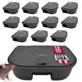 Exterminator’s Choice - Bait Station - Includes 12 Small Bait Station and One Key - Heavy Duty Bait Box for Mice and Other Pests - Durable and Discreet