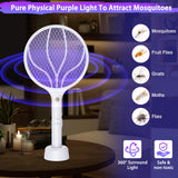 Electric Fly Swatter Racket 3000V Bug Zapper 2 in 1 Mosquito Zapper USB Rechargeable, 1200mAh Mosquitoes Killer Lamp & Fly Zapper with 3 Layer Safety Mesh for Home, Bedroom, Kitchen, Patio (2 Pack)