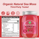 Seamoss Gel, Organic Raw Wildcrafted Irish Seamoss Gel Immune and Digestive Support Vitamin Mineral Antioxidant Supplements, Raspberry 12oz