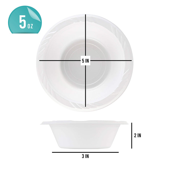 PLASTICPRO 800 Count Disposable 5 ounce White Plastic Dessert Bowls