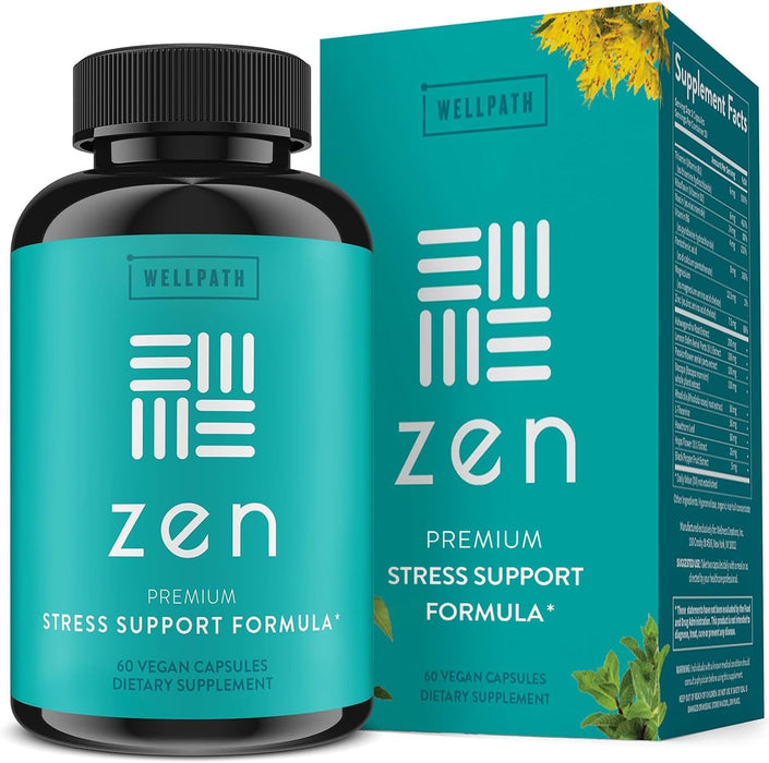 WellPath Zen Relief Support Supplement - Calm Mood, Stress & Energy Support | Ashwagandha Root, Rhodiola Rosea, Lemon Balm, L-Theanine | Premium Mood Support Supplements | Herbal Capsules, 60 Ct