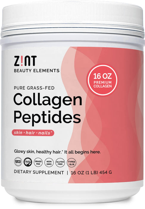 Zint Collagen Peptides Powder (16 Ounce): Anti Aging Hydrolyzed Collagen Protein Powder Beauty Supplement - Skin, Hair, Nails