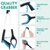 6 Pack Trash Grabber Reacher Tool for Elderly, 32" Foldable Trash Picker Upper Grabber Long Handy Mobility Aids Lightweight Reaching Tool for Pick Up Stick Arm Extension Litter Claw Picker (Blue)