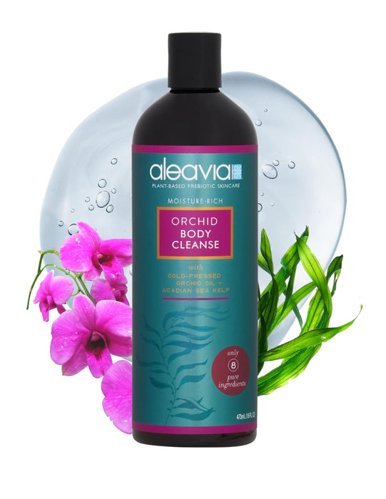 Aleavia Orchid Body Cleanse – Organic & All-Natural Prebiotic Body Wash with Pure Cold-Pressed Orchid Oil – Nourish Your Skin Microbiome – 16 Oz