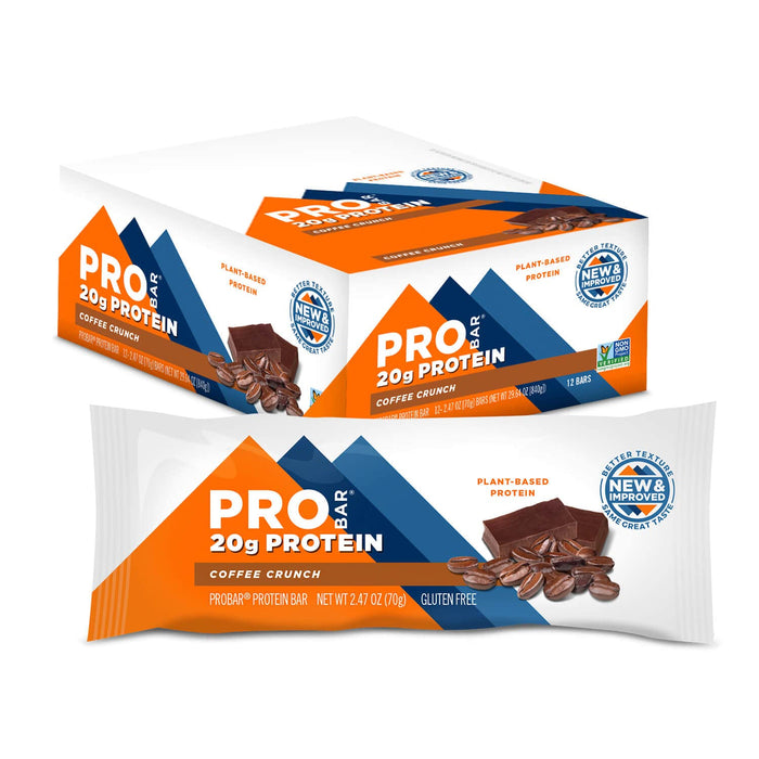 PROBAR - PROTEIN Bar, Coffee Crunch, Non-GMO, Gluten-Free, Healthy, Plant-Based Whole Food Ingredients, Natural Energy (12 Count)