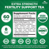 Zazzee USDA Organic Fertility Support Tea, 60 Servings, Pleasant Mint Taste, Balanced Blend of 8 Potent Herbs, 3 Ounces, All-Natural Fertility Support for Women, Non-GMO