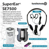 SuperEar Plus SE7500 Personal Sound Amplifier (PSAP), Pocket Sound Amplifier, Headphones & Discreet Earbuds w/Auto Shut off & Case, On/Off Volume Control for Adults, Audiologists, Seniors