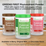 Greens First - Original Mint - 60 Servings - Greens Powder Superfood, 49 Organic Fruit & Vegetable Superfoods, Antioxidant Juice Smoothie Mix Supplement, Dairy Free, Vegan & Non-GMO - 19.90 oz