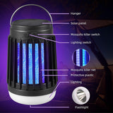 2 Pcs Solar Bug Zapper Outdoor Waterproof Mosquito Zapper - Camping Light, Mosquito Killer, Flashlight - 3 in 1 Cordless Mosquito Light Killer Portable Small Bug Zapper for Patio Home Camping, Black