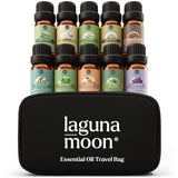 Essential Oils Set - 10pc Aromatherapy Oil in Portable Bag - Diffusers, Humidifiers, Yoga Room, Massages, Candle Making, Soaps - Peppermint, Tea Tree, Lavender, Eucalyptus, Lemongrass (10mL)
