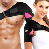 Shoulder Brace - Support & Injury Prevention Brace- Joint Pain Releaser- Shoulder Compression Wrap Strap - Adjustable Injury Accessories for Shoulders - Premium Quality Strap by FIGHTECH (Pink, L-XL)