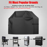 Grill Cover, BBQ Grill Cover, Waterproof, Weather Resistant, Rip-Proof, Anti-UV, Fade Resistant, with Hook-and-loop and Strap, Gas Grill Cover for Weber, Char Broil, Nexgrill Grills, etc.(65'', Black)