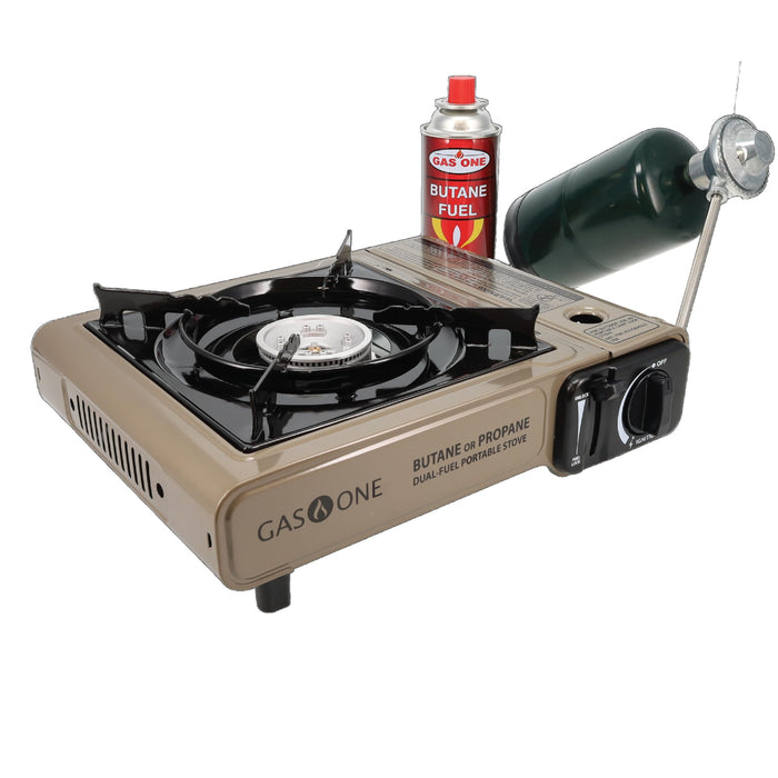 Gas One GS-3400P Propane or Butane Stove Dual Fuel Stove Portable Camping Stove - Patent Pending - with Carrying Case Great for Emergency Preparedness Kit