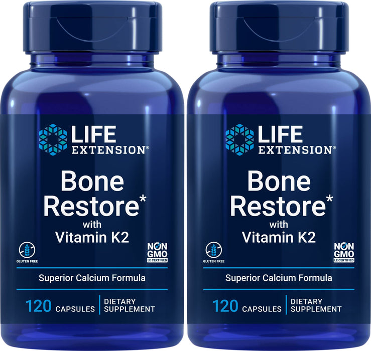 Life Extension Bone Restore With Vitamin K2,Caps 120 Count (Pack of 2)