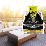 Raid Yellow Jacket and Wasp Trap (3-Pack), Outdoor Wasp Trap, Disposable Wasp and Yellow Jacket Trap Bag with Food-Based Attractant