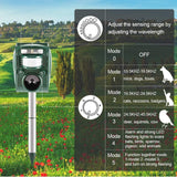 Ultrasonic Animal Repellent, Outdoor Solar Powered Squirrels Deterrent with Motion Sensor,Sound and LED Flashing,Waterproof Deer Repeller,Animal Repellent for Cat Dog Bird Skunk Rabbit Wild Pigs