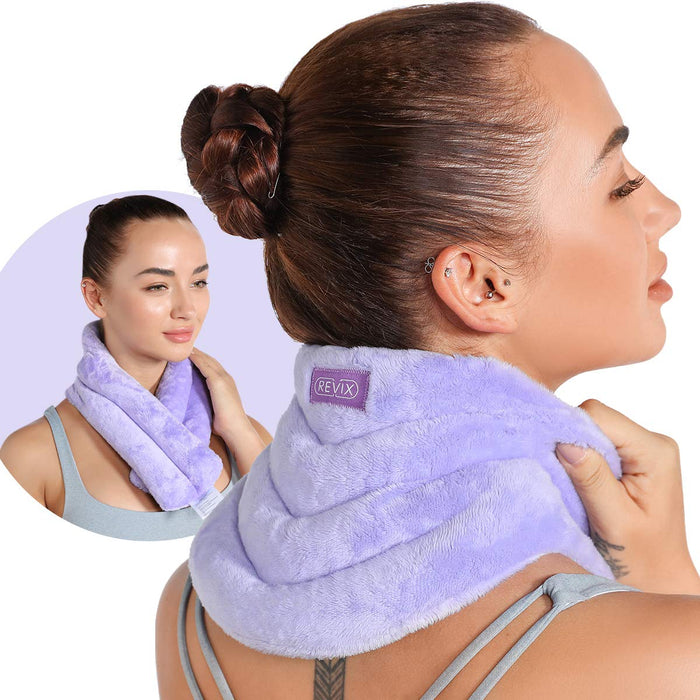 REVIX Neck Heating Pad Microwavable Heated Neck Wrap with Moist Heat for Stress Pain Relief, Microwave Neck Warmer for Woman, Unscented Hot Pack