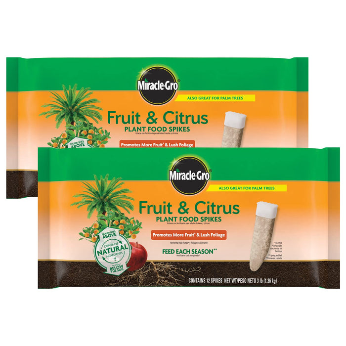 Miracle-Gro Fruit & Citrus Plant Food Spikes, 12 Spikes (2-Pack)