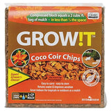 GROW!T JSCC2 - Organic Coco Coir Planting Chips (9 LBs), Block - Promotes Growth tropical flowers and plants, Perfect for indoor or outdoor usage