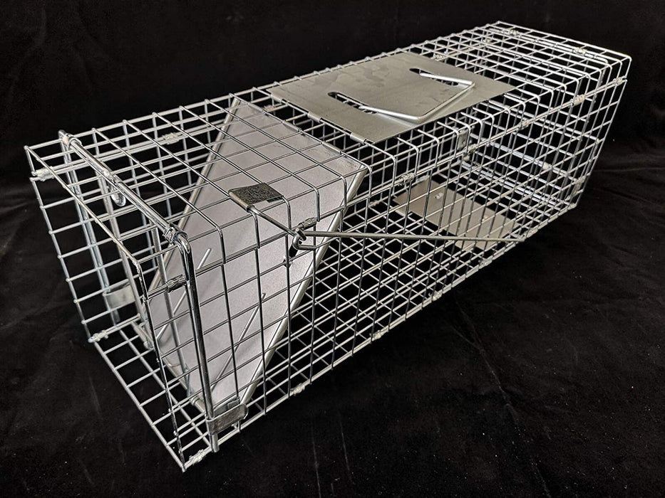 Large 1-Door Humane Animal Trap for Raccoons, Cats, Groundhogs, Opossums, with Metal Guard Handle, 24inch x 7.5inch x 8.3inch