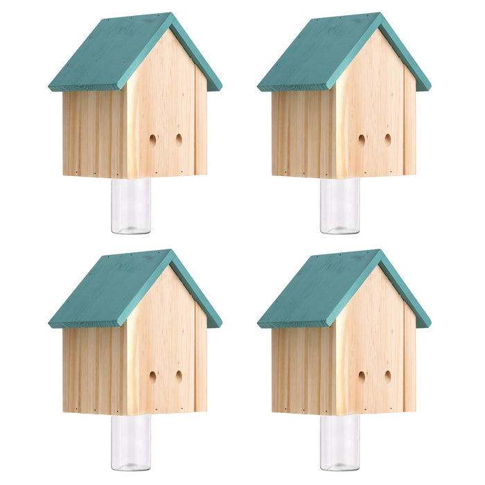 GRTRE 4 Pack Wood Carpenter Bee Trap for Outside - Wood Boring Bee Trap - Best Bee Trap - Nature Cabin Style Carpenter Bee Traps Outdoor Hanging