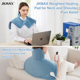 Weighted Heating Pad for Neck and Shoulders, JKMAX 2lb Large Neck Heating Pad for Neck Pain, 10 Heat Settings, 6 Timer Settings Auto-Off, Heated Neck Wrap, Gifts for Women Men Mom Dad 17"x23"