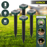 Mole Solar Powered for Lawns, 4 Pack Gopher Ultrasonic Solar Powered for Outdoor & Solar Mole Groundhog Vole Rodent for Yard