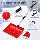 Large Portable Snow Shovel for Driveway: 52-Inch Extended Lightweight Snow Shovel for Snow Removal - Wide Snow Shovel with Ergonomic D-Grip Handle and Durable Aluminum Blade for Garden, Car, Camping