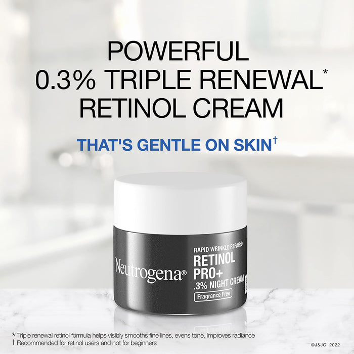 Neutrogena Rapid Wrinkle Repair Retinol Pro+ Anti-Wrinkle Night Moisturizer, Anti-Aging Face & Neck Cream, Formulated without fragrance, parabens, dyes, & phthalates, 0.3% Retinol, 1.7 oz