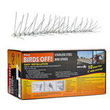 Bird-X STS-50 Regular Width 6-inch Pigeon Barrier, Original Stainless Steel Bird Spikes Linear, 50 feet, silver