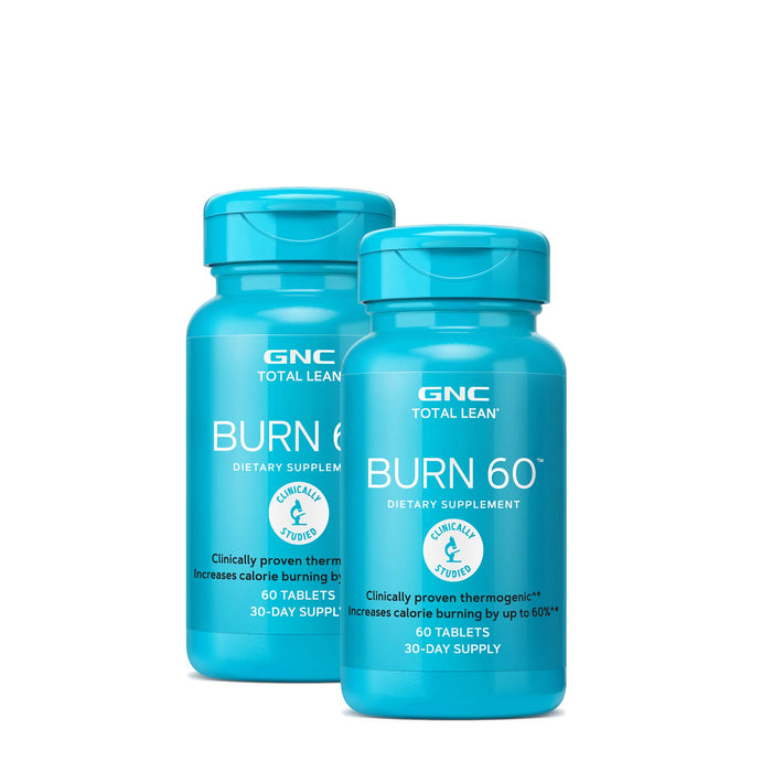 GNC Total Lean Burn 60, Twin Pack, 60 Tablets per Bottle, Increases Calor Burning