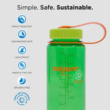 Nalgene Sustain Tritan BPA-Free Water Bottle Made with Material Derived From 50% Plastic Waste, 16 OZ, Wide Mouth