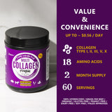 Zammex Multi Collagen Peptides, 5 Types of Hydrolyzed Collagen Unflavored Protein Powder, 60 Serving, Premium Grass-Fed Beef, Chicken, Wild Fish, Eggshell, Keto & Paleo Friendly, Easy Mix