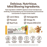 MOSH Banana Bread Plant Based Protein Bars, 12pk, Keto Snack, Gluten-Free, No Added Sugar, 10g Plant Based Protein, Lion's Mane, B12 Vitamins, Supports Brain Health, Breakfast To-Go