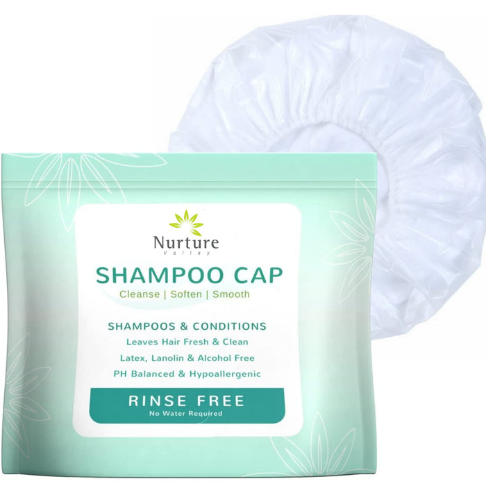 No Water Rinse Free Shampoo Cap by Nurture | Microwavable Washing & Conditioning Shower Caps to Wash Hair w/o Bath | Waterless Bathing | Disposable & Hypoallergenic for Adults, Bedridden & Elderly
