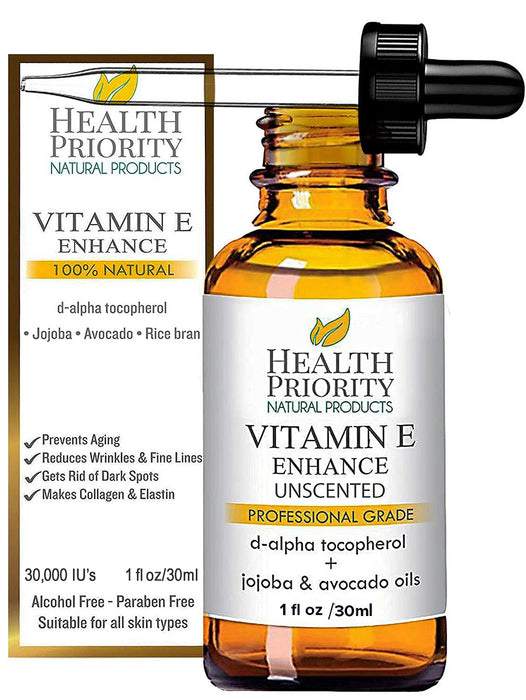 Organic Vitamin E Oil for Skin & Scars |100% Pure Natural Vitamin E Serum Hand Made in South Carolina | 15000 IU Vitamin E for Face & Hair| Non-GMO, Gluten & Cruelty Free, Vegan | Unscented 1 Fl Oz