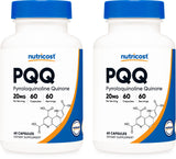 Nutricost PQQ (Pyrroloquinoline Quinone) 20mg, 60 Capsules (2 Bottles) - Veggie Capsules, Non-GMO, Gluten Free