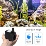 GROWNEER 550GPH Submersible Pump 30W Ultra Quiet Fountain Water Pump, 2000L/H, with 7.2ft High Lift, 3 Nozzles for Aquarium, Fish Tank, Pond, Hydroponics, Statuary Black