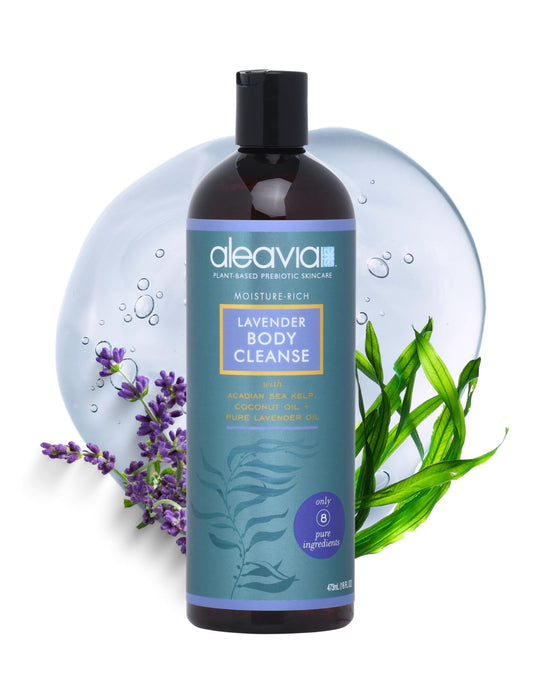 Aleavia Lavender Body Cleanse – Organic & All-Natural Prebiotic Body Wash, Scented with Pure Essential Oils – Nourish Your Skin Microbiome – 16 Oz.