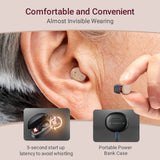 Autiphon Advanced Rechargeable Digital Hearing Aids for Seniors Adults with Noise Cancelling, Mini CIC Hearing Devices with Charging Case for 125 hrs Back-up Power, Pair