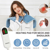 Weighted Heating Pad for Neck and Shoulders, JKMAX 2lb Large Neck Heating Pad for Neck Pain, 10 Heat Settings, 6 Timer Settings Auto-Off, Heated Neck Wrap, Gifts for Women Men Mom Dad 17"x23"