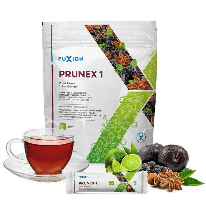 FuXion Prunex 1 Tea Instant Drink Mix - Colon Cleanse Detox for Optimal Intestinal Transit - 1 Pouch of 28 Sticks