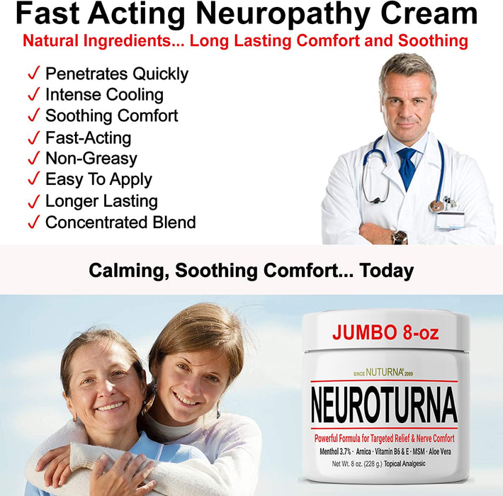 Neuropathy Nerve Cream - Now Paraben-Free, for Feet, Hands, Legs, Toes, Back, Ultra Strength Arnica, Menthol, Soothing Natural Comfort - 8 oz