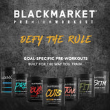 BLACKMARKET CUTS Pre Workout - Flavored Energy Powdered Drink Mix for Men & Women, Great for Muscle Definition, Fat Burning, Thermogenic, Creatine Free, (Peach Ring, 30 Servings)