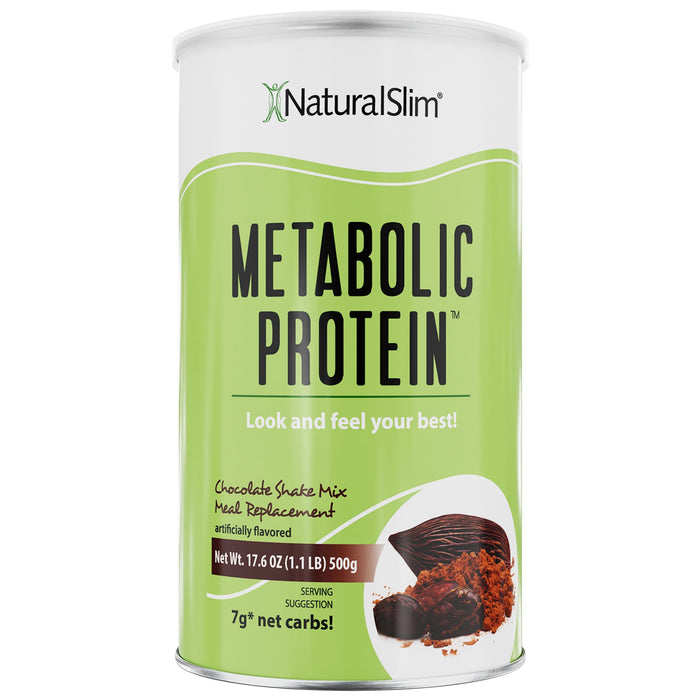 NaturalSlim Metabolic Whey Protein Powder Chocolate – Low Carb, Meal Replacement Shake w/Vitamins, Minerals & Amino Acid L-Glutamine | Great Taste and Very Filling Protein Shake, 10 Servings, 17.6oz