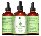 SVA Spearmint Essential Oil 4 Oz with Dropper 100% Pure Natural Undiluted Premium Therapeutic Grade Oil for Diffuser, Aromatherapy, Face, Body & Hair Care