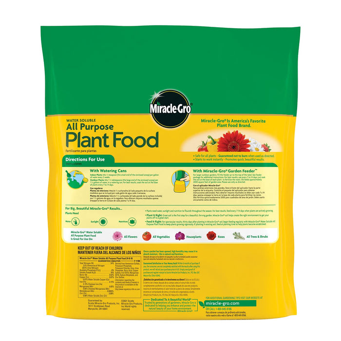 Miracle-Gro Water Soluble All Purpose Plant Food, 24-8-16, Instantly Fertilizes Plants, Waterproof Bag - 5 lb.