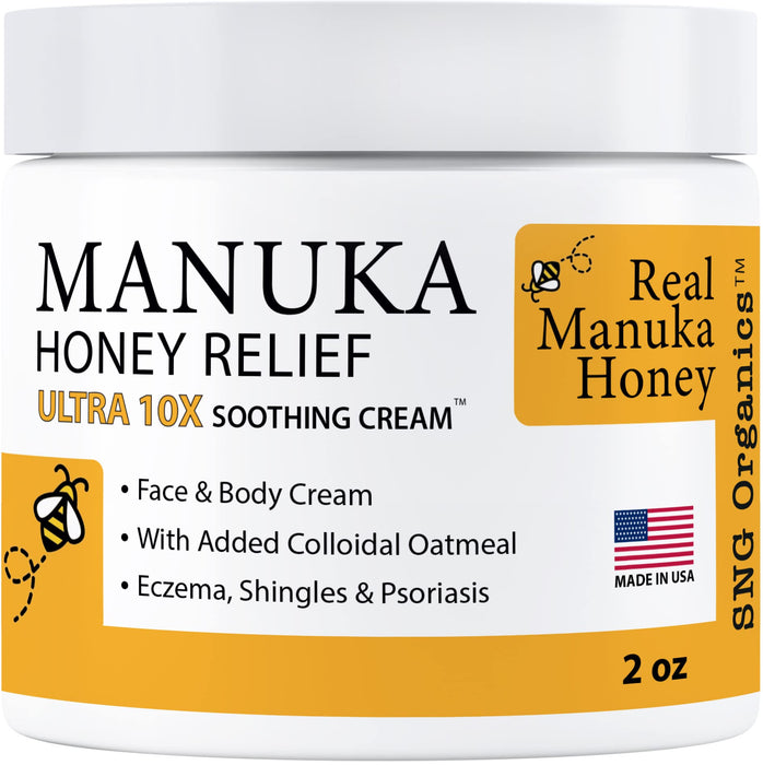 Manuka Honey Cream (2oz) Body Lotion Skincare Relief - Eczema Honey Cream for Psoriasis, Itchy, Dry Skin - Face Moisturizer For Kids, Adults, Baby Eczema Cream with Manuka Honey New Zealand