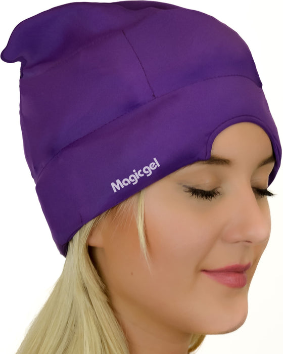 Magic Gel Migraine Relief Cap | Migraine Mask & Headache Relief Cap | The Original Headache Cap | Cold, Comfortable, Dark & Cool; Endorsed by Physicians, Loved by Thousands - (Purple)